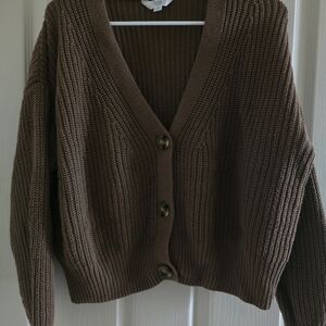 Time and Tru Chocolate Button-Up Cardigan